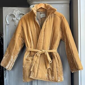 Rachel Comey Gold Velvet Herald Tie-Waist Coat | Size M